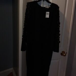 Almost Famous Elegant Black Dress with Sequin Sleeves
